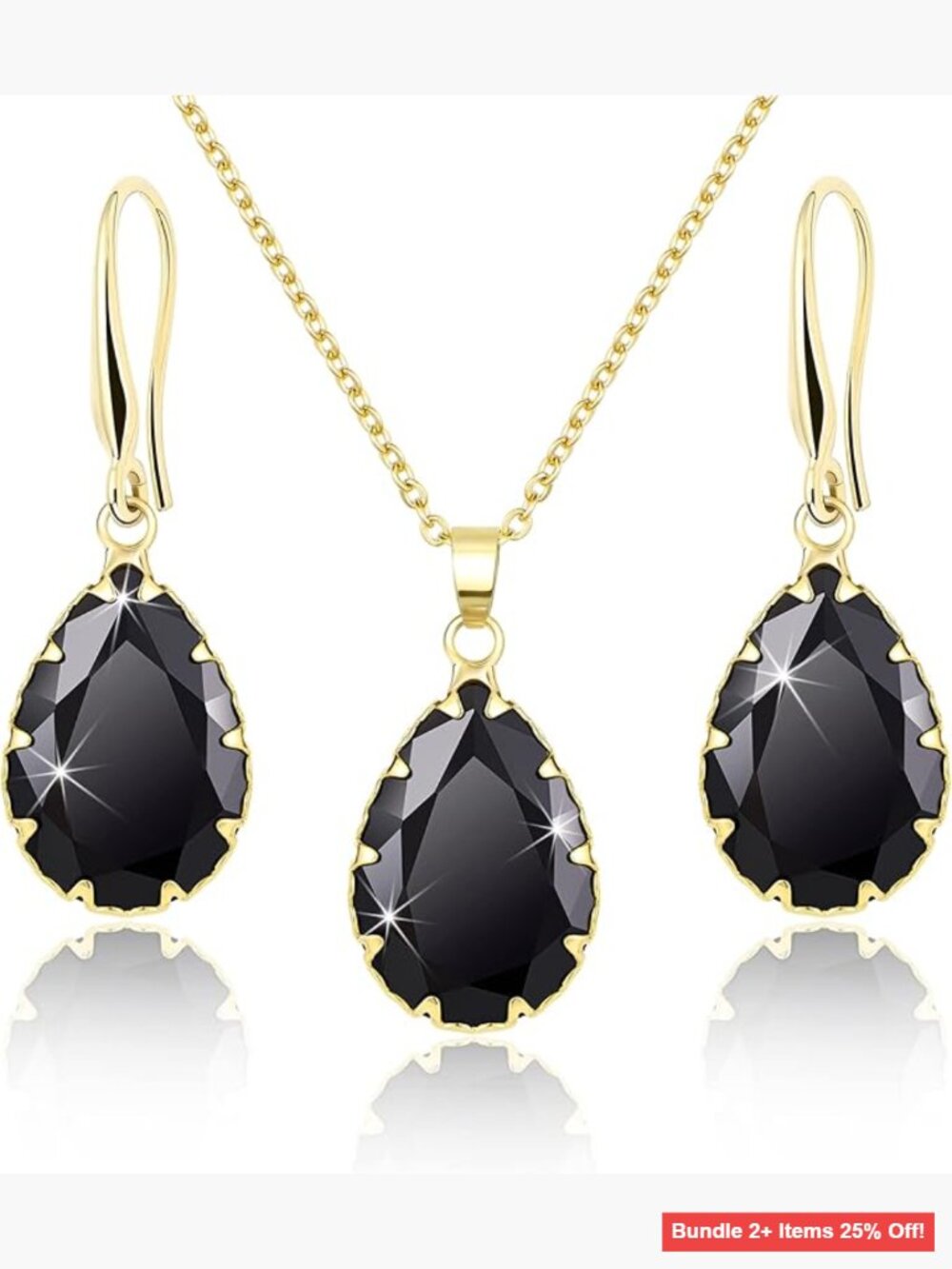 Crystal Jewelry Set with Pendant Necklace and Dangle Earrings, 14K Gold Plated